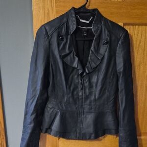 White House Black Market Elegant Black Leather Jacket
